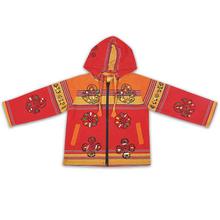 Red/Orange Front Zippered Block Printed Hoodie Jacket For Boys-F27.3.9