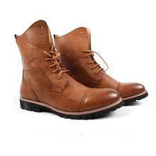 Brown Lace-Up Boots For Men