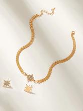 Rhinestone Star Detail Choker & Earrings 3pcs