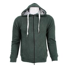 Dark Green Zip Up Hoodie For Men