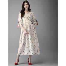 Anouk - Women Off-White & Blue Printed A-Line Kurta