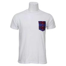 White Round Neck Dhaka Pocket T-Shirt For Men