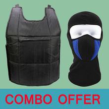 Combo of Black Solid Chest Guard and Ninja mask