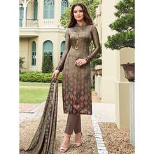 Stylee Lifestyle Brown Satin Printed Dress Material - 1867