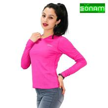 Sonam Gears V-Neck Full-Sleeve T-Shirt For Women (196)- Pink