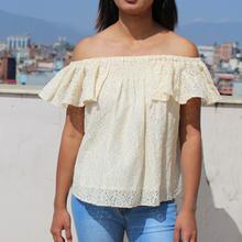 Cream off-shoulder top For Women