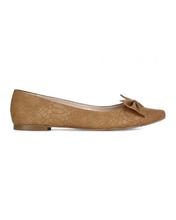 Carlton London Tan Textured Bow Belly Shoes For Women (CLCLL-4399TAN)