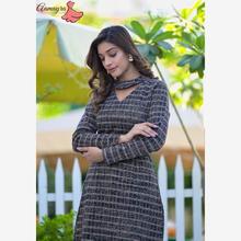 Black Check Printed Woolen Tunic For Women From Aamayra Fashion House