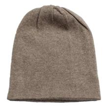 Khaki Brown Solid 100% Cashmere Cap