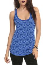 Black Fish Scale Print Tank Top For Women