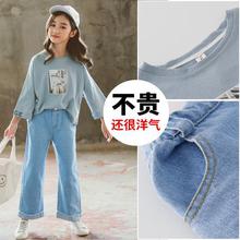 Girls denim suit _ children's clothing girl denim suit