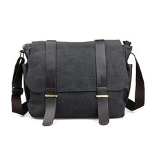 AUGUR Men Bag Shoulder Leather And Canvas Business Messenger Bag