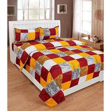 Homefab India Poly Cotton 3D HD Printed Bedsheet with 2 Pillow