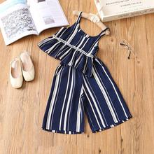 New Fashion Girls Clothes Set Sleeveless Striped Two Pcs