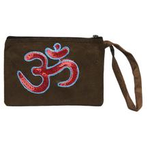 Handmade OM Design Embroidery Wristlet Pouch