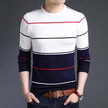 2019 New Fashion Brand Sweater Mens Pullover Striped Slim
