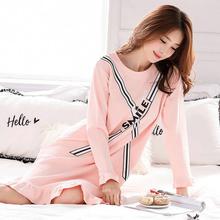 Autumn New Women sleepwear Cotton Printed Round Neck Long