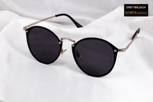 GREY JACK  Club Master Cateye Design Black Gradient Lens With Gun Black & Silver Metal Frame Sunglasses