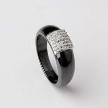 Ouxi Black Ceramic Zircon Studded Ring For Women-KD4005