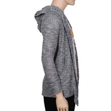 Dotted Cotton Blend Cardigan with Hood For Men-Grey