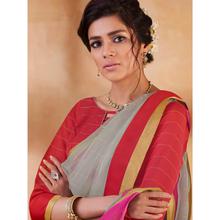 Stylee Lifestyle Grey Organza Woven Saree - 1888