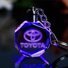 K9 Crystal Car Logo Key Chain Laser Engraved Colorful LED Light Key Ring Glass Keychain Decoration Accessories Pendant Gift