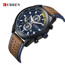 CURREN Yellow/Brown Leather Strap Chronograph Watch For Men - 8292