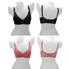 Pack Of 2 Solid Padded Bra For Women - Black / Rose Pink