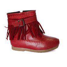 Synthetic Maroon Half Boots for Girls