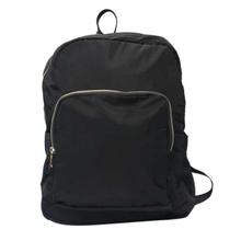 Black Solid Zippered Backpack For Women- 40