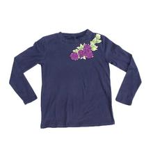 Navy Blue Floral Patched T-Shirt For Girls