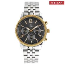 Titan 1734BM01 Black Dial Analog Chronograph Watch For Men- Silver