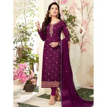 Stylee Lifestyle Wine Georgette Embroidered Dress Material (1767)