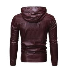 Men's Fashion Hooded PU Leather Jacket