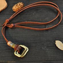 NIUYITID 100% Genuine Leather Men Necklaces Pendants Punk Vintage Adjustable Brown Rope Chain Male Jewelry Mens Jewellery