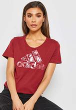 Adidas Burgundy Foil BOS Athletic Tee For Women - DJ1595