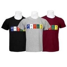 Pack Of 3 Printed 100% Cotton T-Shirt For Men- Black/Grey/Maroon