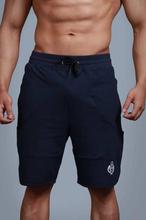 Navy Blue French Terry Fall Out Shorts For Men