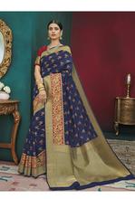 Stylee Lifestyle Navy Blue Banarasi Silk Jacquard Saree - 2287