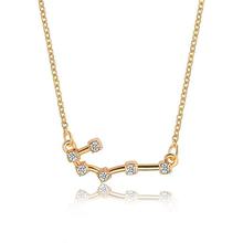 Gold Toned Gemini Twelve Constellation Pattern Zodiac Sign Necklace For Women