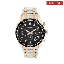 Titan 90077KM03 Black Dial Chronograph Watch For Men - Silver/Golden