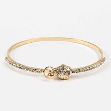 Gold Toned Rhinestones Embellished Bracelet For Women
