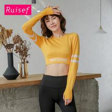 New top _ round neck sports top women's long-sleeved slim