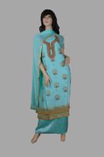 Georgette blue color heavy embroidered kurthi