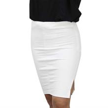 White Solid Side Slit Mini Skirt For Women