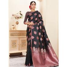 Stylee Lifestyle Grey Banarasi Silk Jacquard Saree -1489