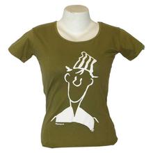 Olive Green Cotton Printed T-Shirt For Women