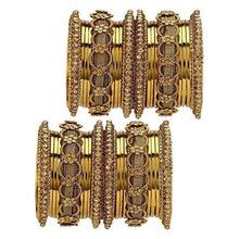 Mansiyaorange Traditional Party Wear Antique Work Golden Color Golden Bangles for Women Stylish