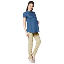 Nine Maternity Denim Collared Maternity Top For Women