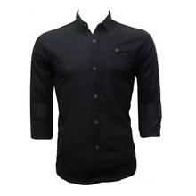 Black Summer Cotton Full Sleeves Shirt For Men